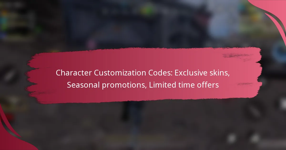 Character Customization Codes: Exclusive skins, Seasonal promotions, Limited time offers