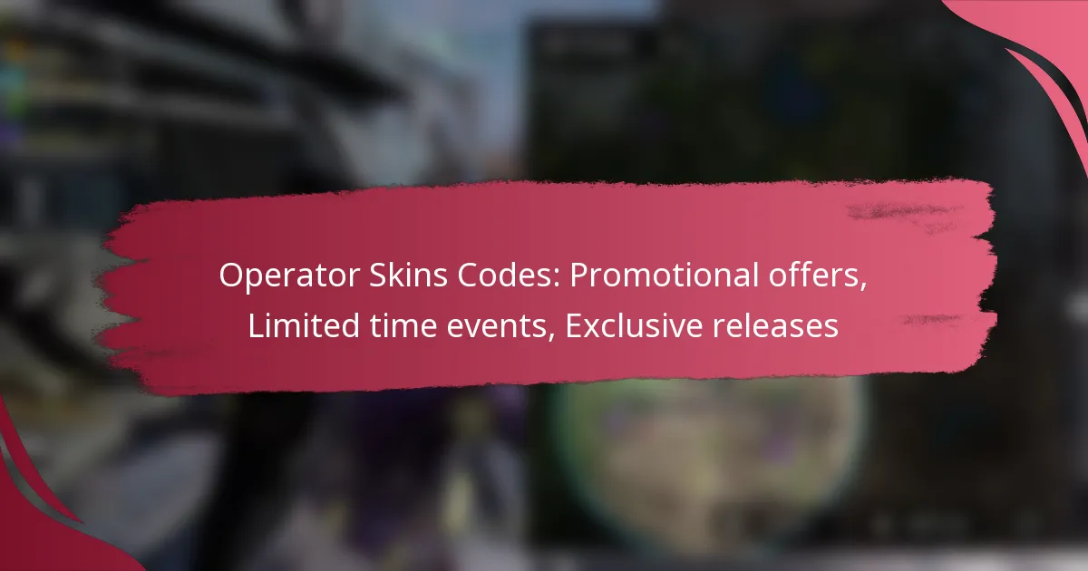 Operator Skins Codes: Promotional offers, Limited time events, Exclusive releases