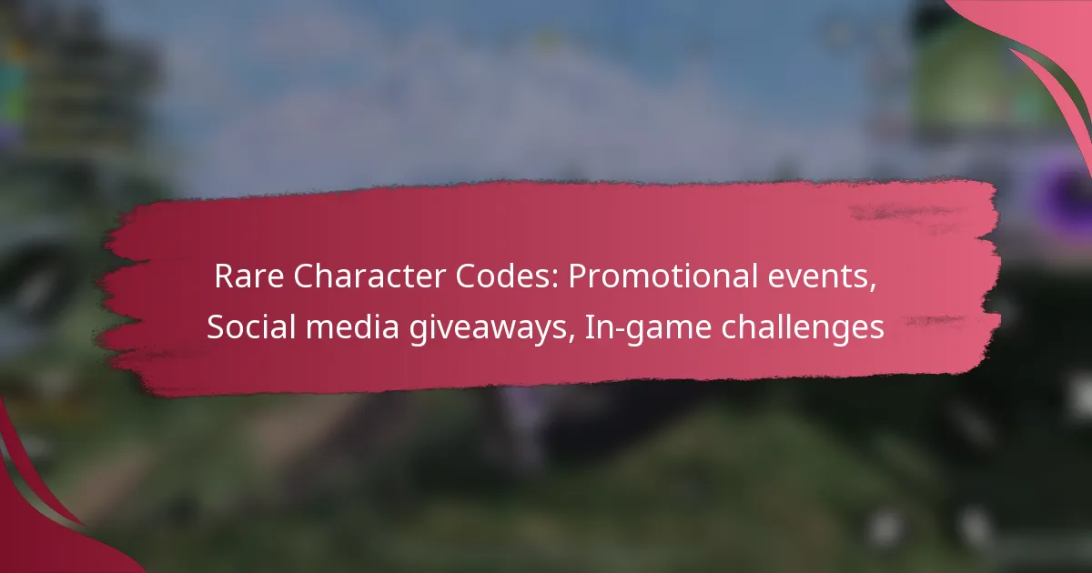 Rare Character Codes: Promotional events, Social media giveaways, In-game challenges