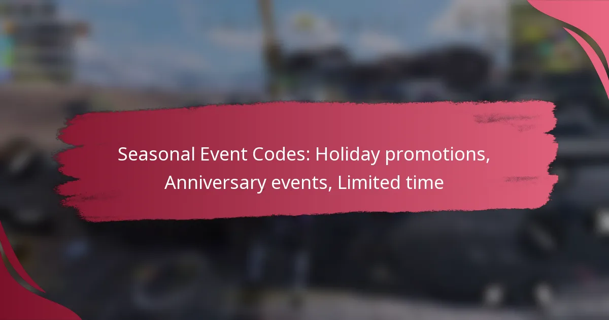 Seasonal Event Codes: Holiday promotions, Anniversary events, Limited time