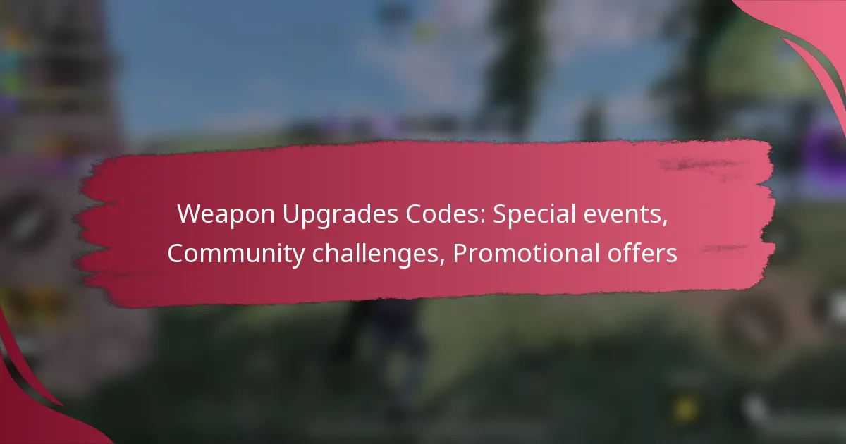 Weapon Upgrades Codes: Special events, Community challenges, Promotional offers