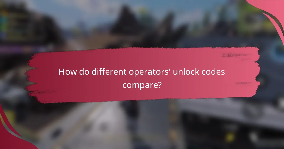 How do different operators' unlock codes compare?