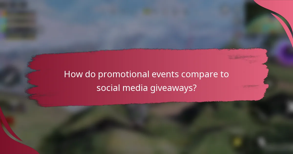 How do promotional events compare to social media giveaways?