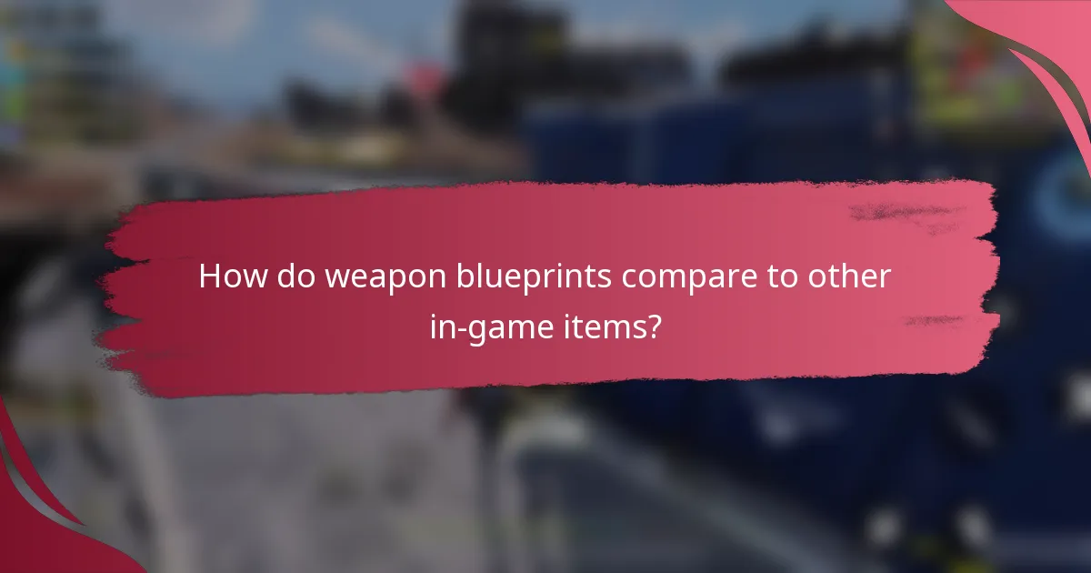 How do weapon blueprints compare to other in-game items?