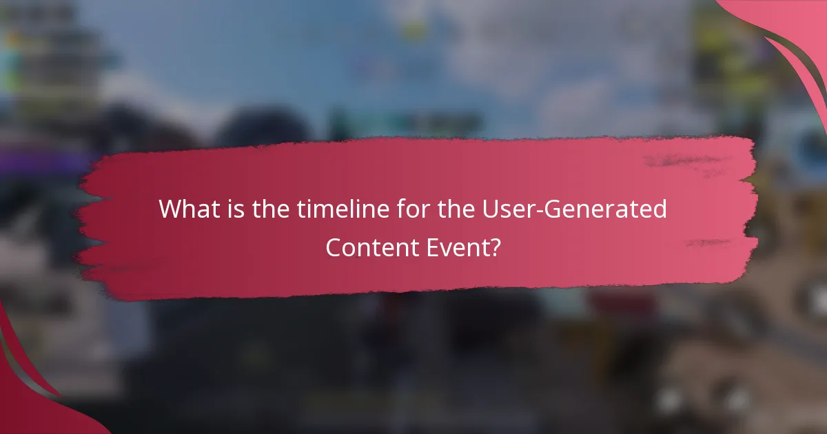 What is the timeline for the User-Generated Content Event?