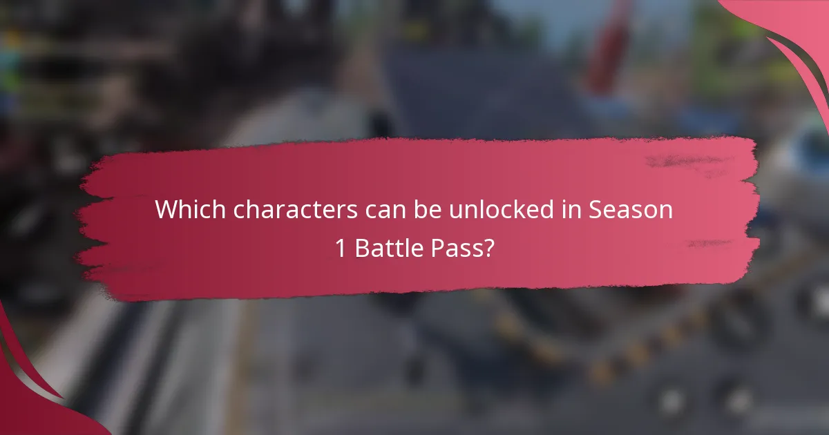 Which characters can be unlocked in Season 1 Battle Pass?