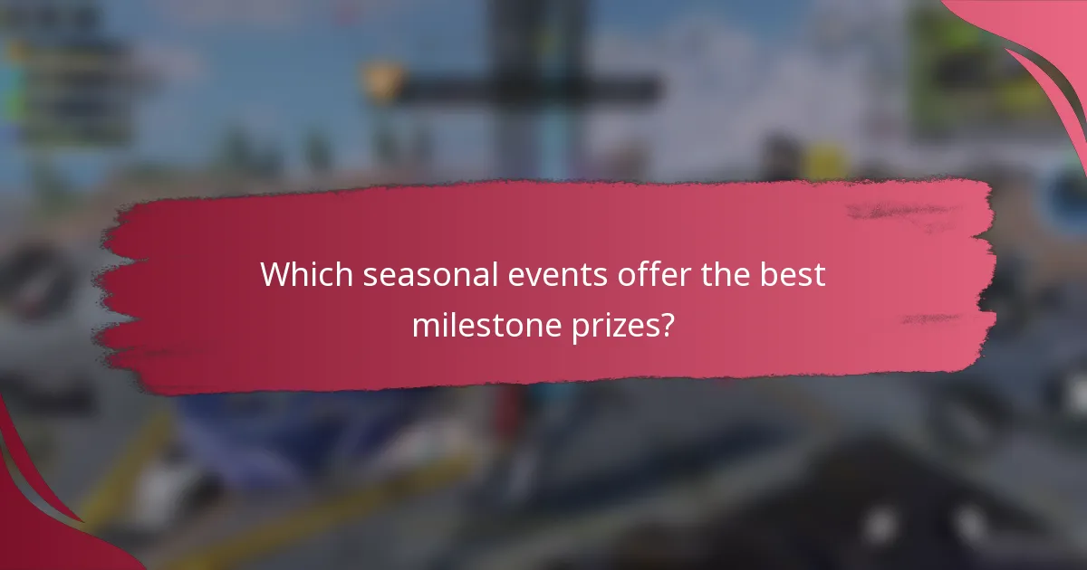 Which seasonal events offer the best milestone prizes?