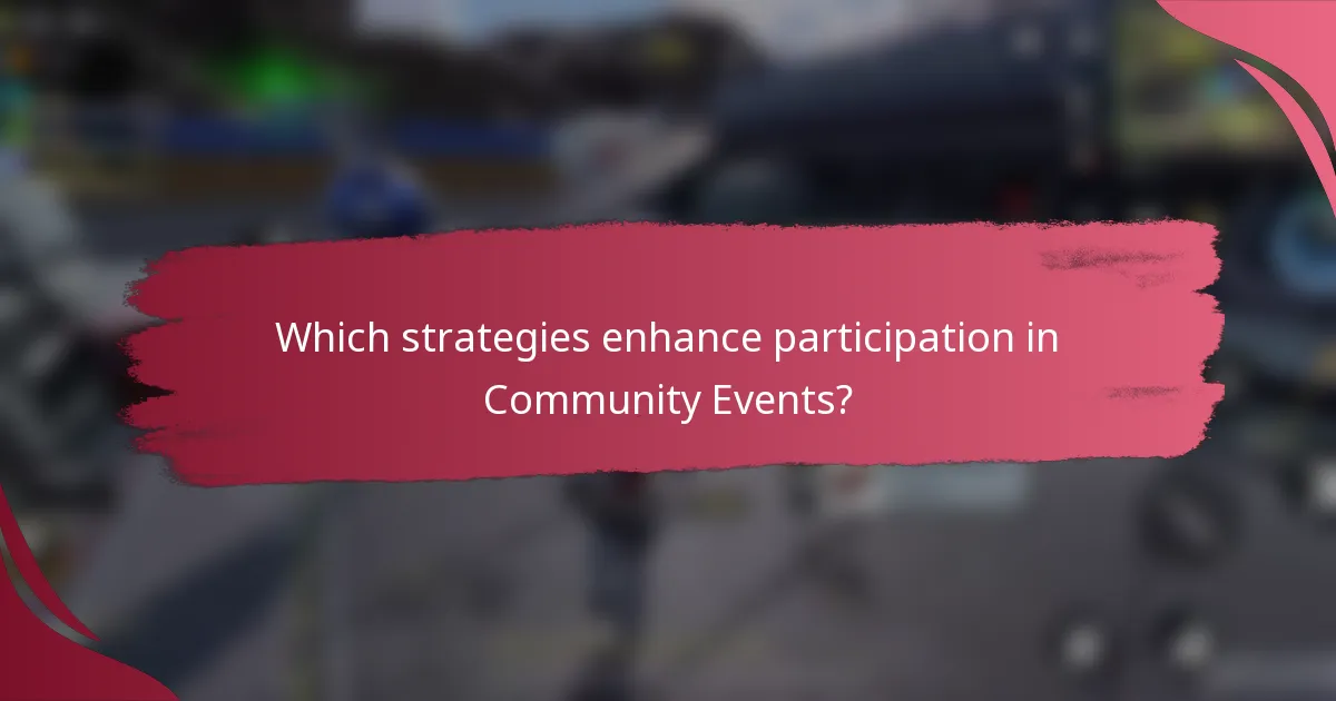 Which strategies enhance participation in Community Events?